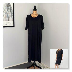 LOGO Lori Goldstein Katya Seamed Knit Midi Dress w/Pockets Sz XL